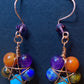 Artisan made Chakra Gemstone dangle Earrings with Copper, Crystal, and semiprecious gem stones