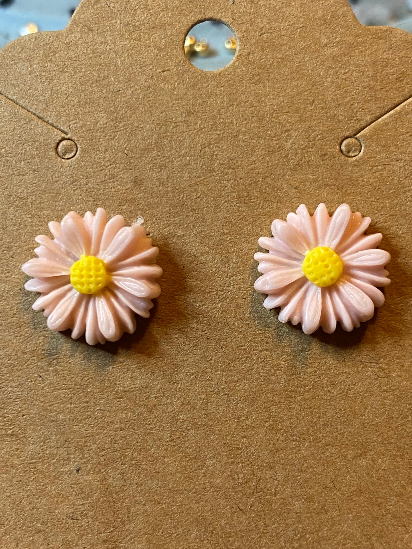 Gerber Daisy Peach Stainless Steel Stud Flower Earrings