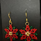 Beaded Poinsettia 18kt gold plated Sterling Silver Earrings handmade in USA