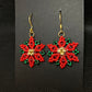 Beaded Poinsettia 18kt gold plated Sterling Silver Earrings handmade in USA