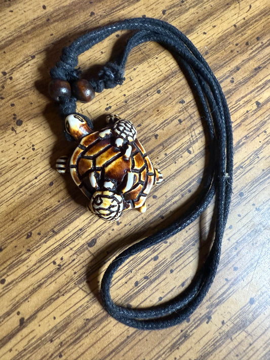 Mother Turtle cord Necklace