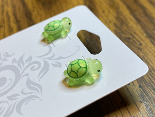 Turtle Earrings Green & Glowing Luminous