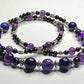 Amethyst, Lapis Lazuli, Black Onyx Necklace & Bracelet set with Sterling Silver Clasps. Extension Chain options