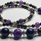 Amethyst, Lapis Lazuli, Black Onyx Necklace & Bracelet set with Sterling Silver Clasps. Extension Chain options