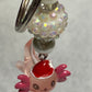 Pink Axolotl w/Santa Hat & Beaded Keychain/Backpack/Purse charm