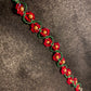 Artisan crafted Red Precosia Crystal Beaded Poinsettia Bracelet