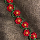 Artisan crafted Red Precosia Crystal Beaded Poinsettia Bracelet