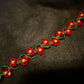 Artisan crafted Red Precosia Crystal Beaded Poinsettia Bracelet