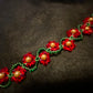 Artisan crafted Red Precosia Crystal Beaded Poinsettia Bracelet