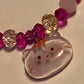 Adorable cat glamorous pink Crystal beaded stretch bracelet! So cute!