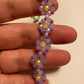 Pretty Pastel Purple Crystal Flower Beaded Bracelet