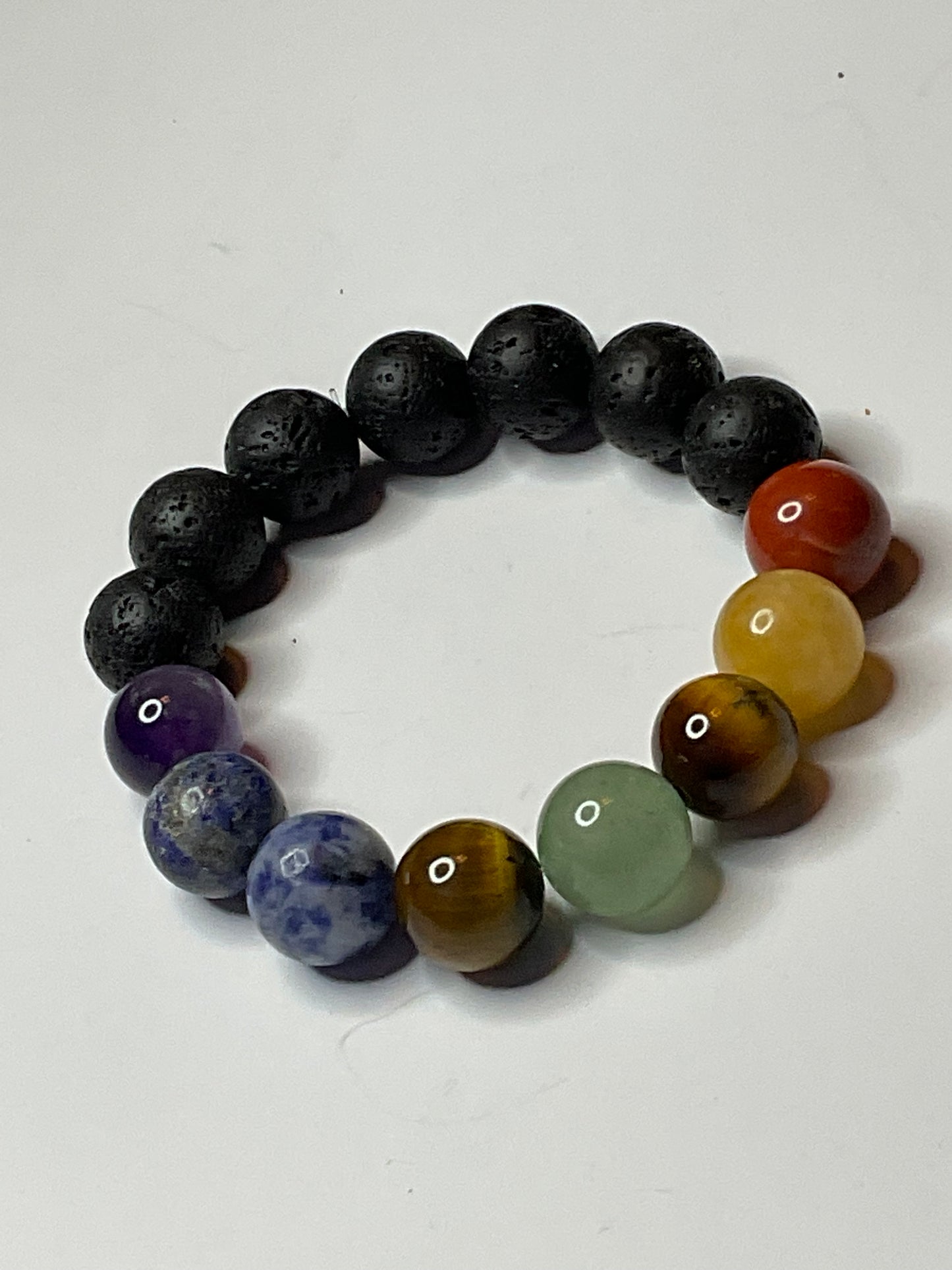 Healing Crystal Chakra Bracelet with 10mm Semiprecious Stones!