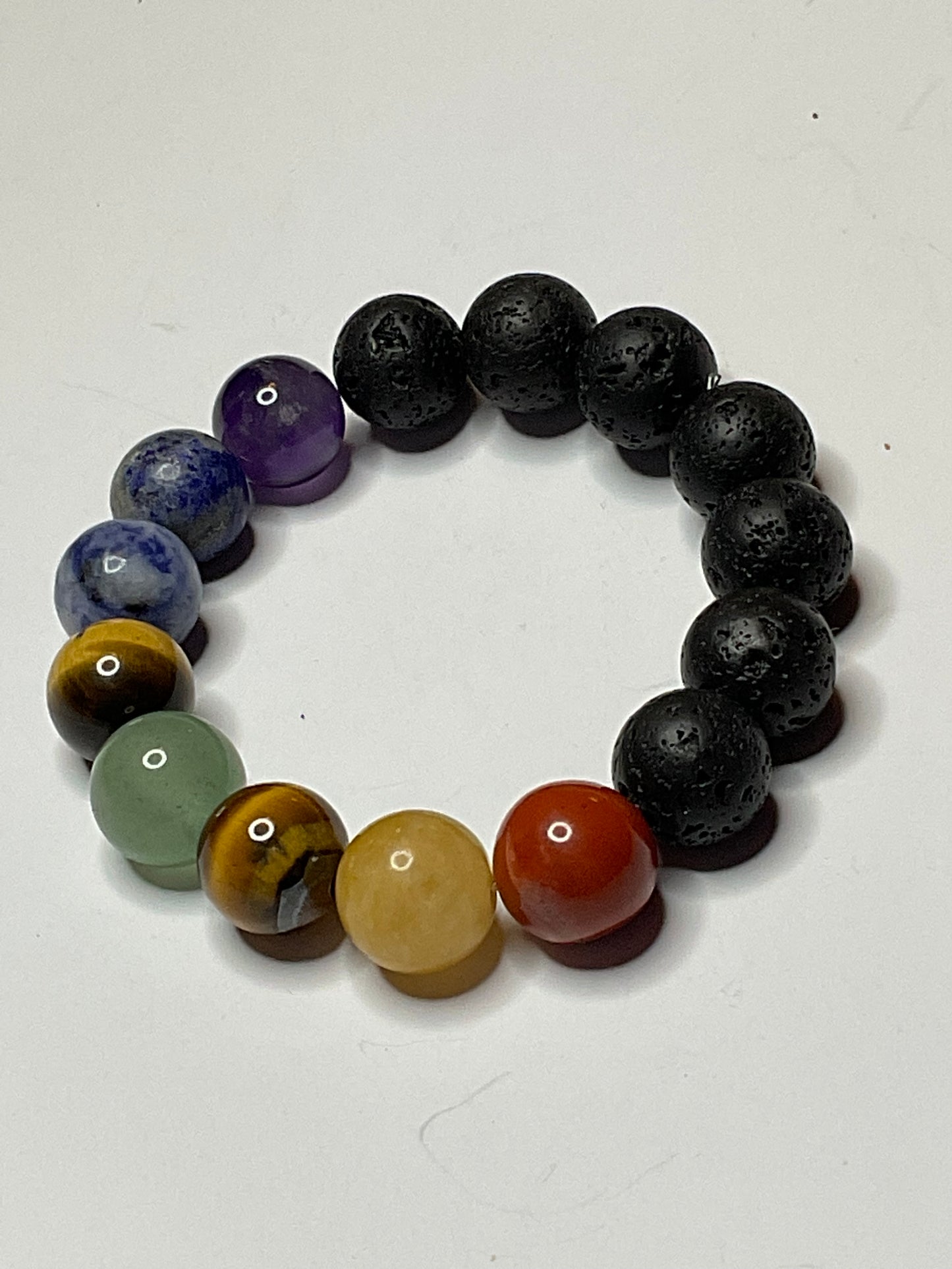 Healing Crystal Chakra Bracelet with 10mm Semiprecious Stones!