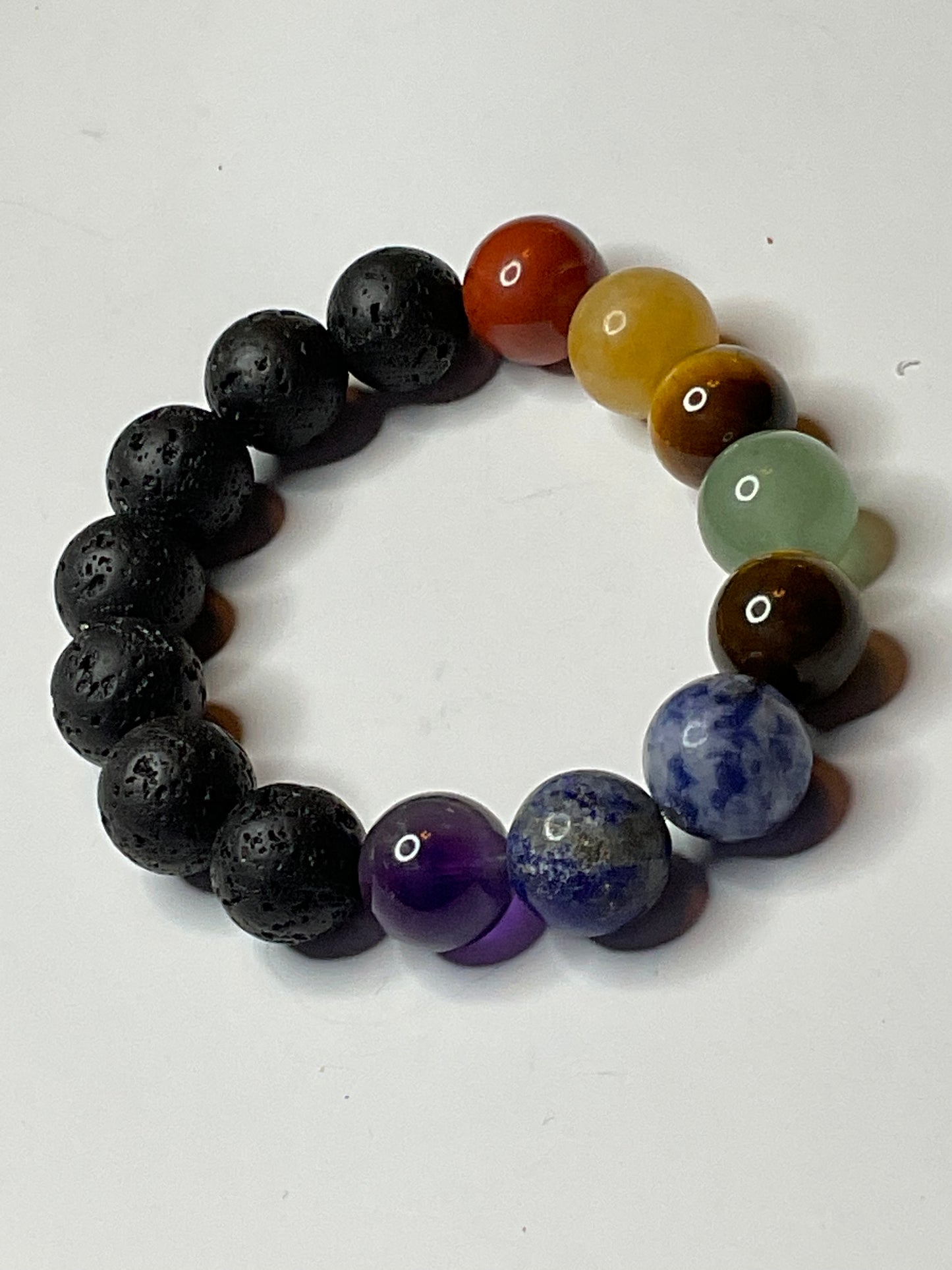 Healing Crystal Chakra Bracelet with 10mm Semiprecious Stones!