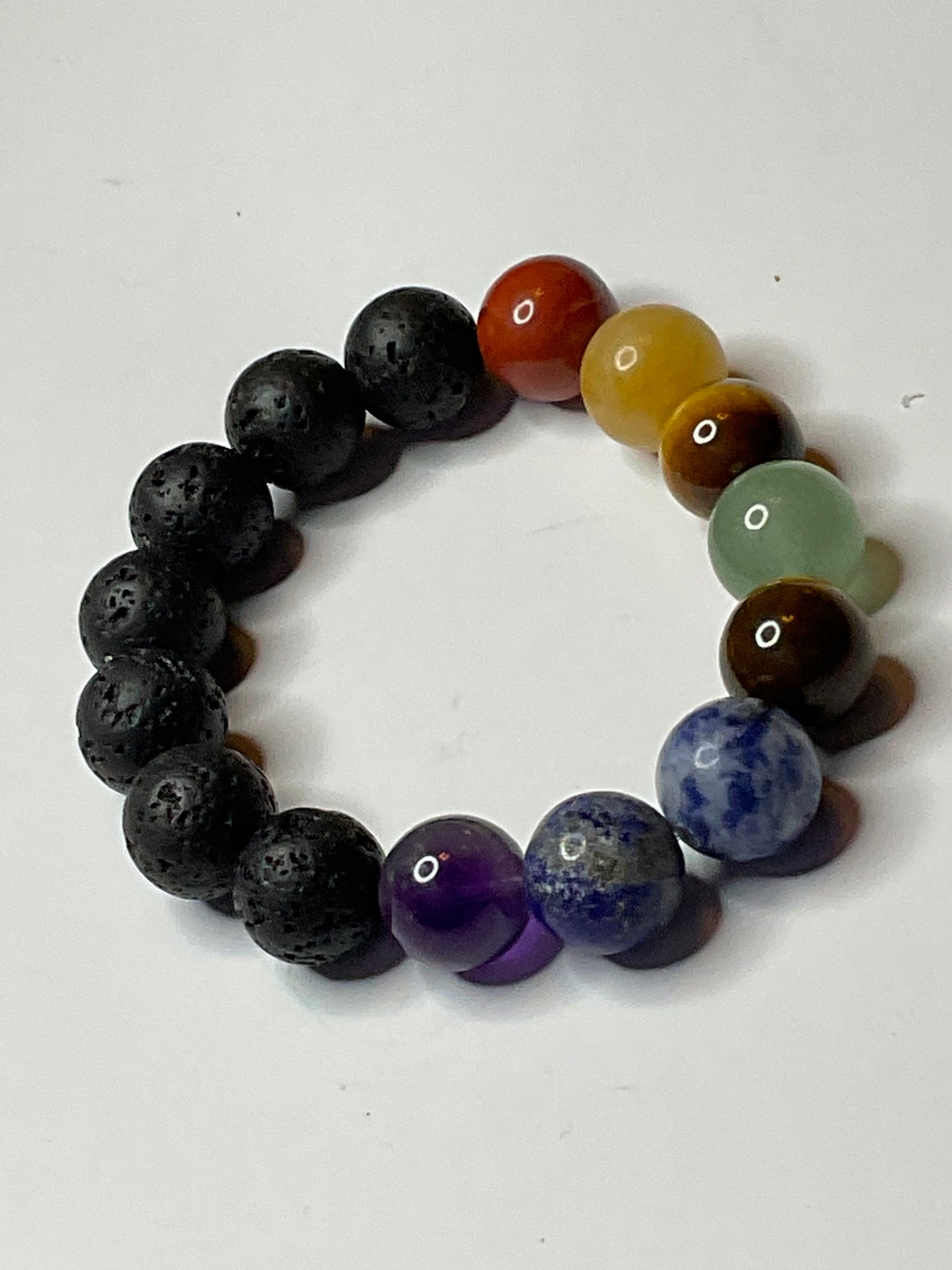 Healing Crystal Chakra Bracelet with 10mm Semiprecious Stones!