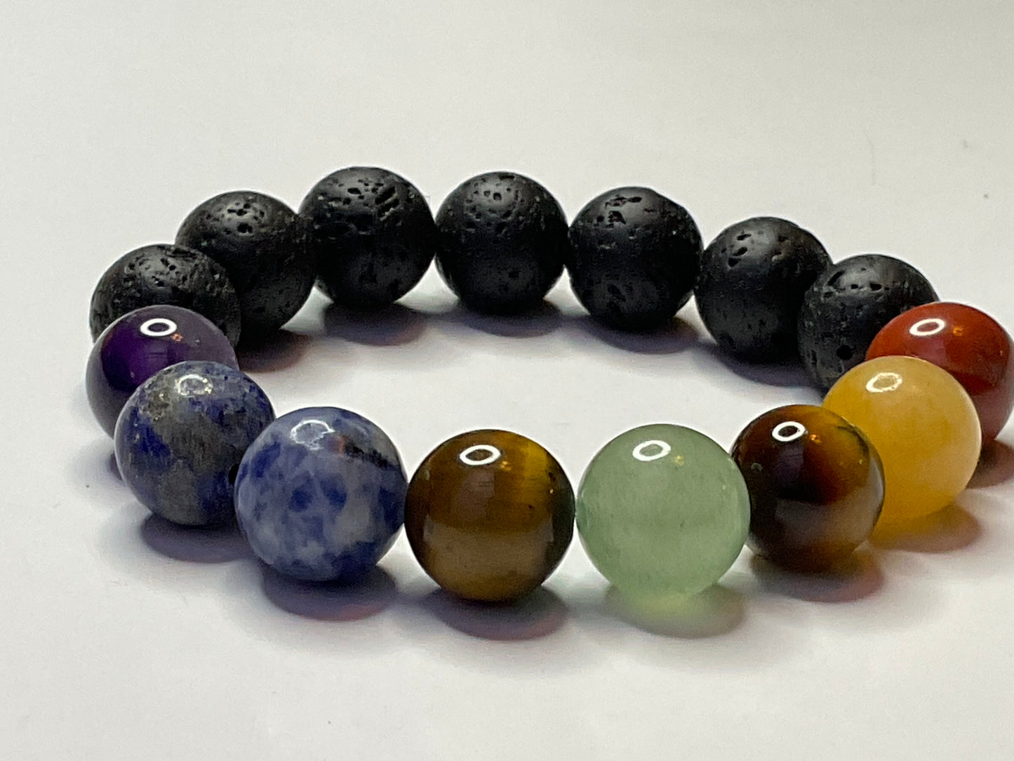 Healing Crystal Chakra Bracelet with 10mm Semiprecious Stones!