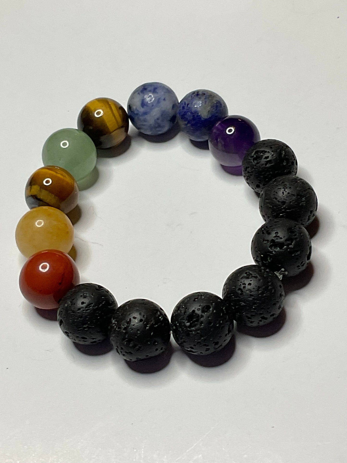 Healing Crystal Chakra Bracelet with 10mm Semiprecious Stones!