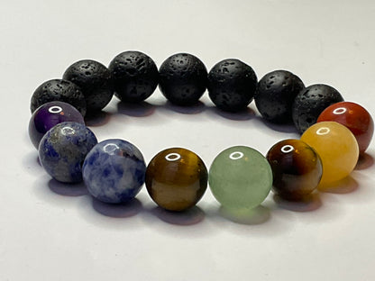 Healing Crystal Chakra Bracelet with 10mm Semiprecious Stones!