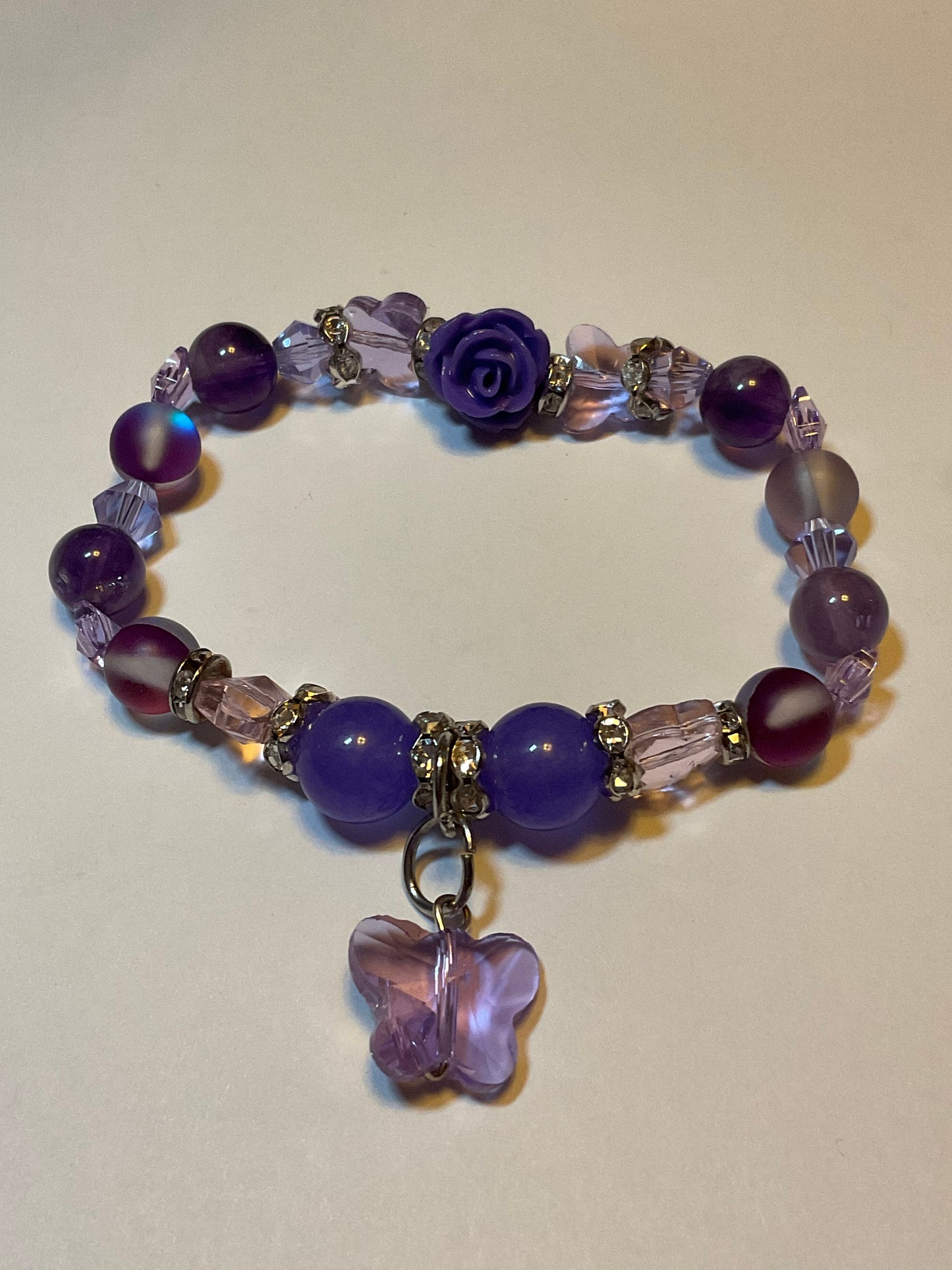 Violet & Pink Crystal Butterfly Bracelet