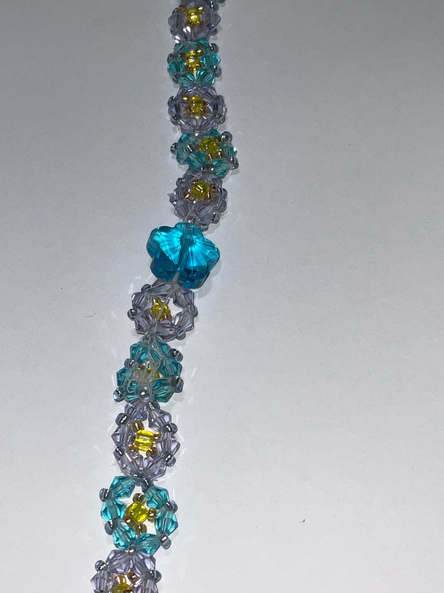 Aquamarine & Rose Crystals bracelet with Aquamarine crystal flower.