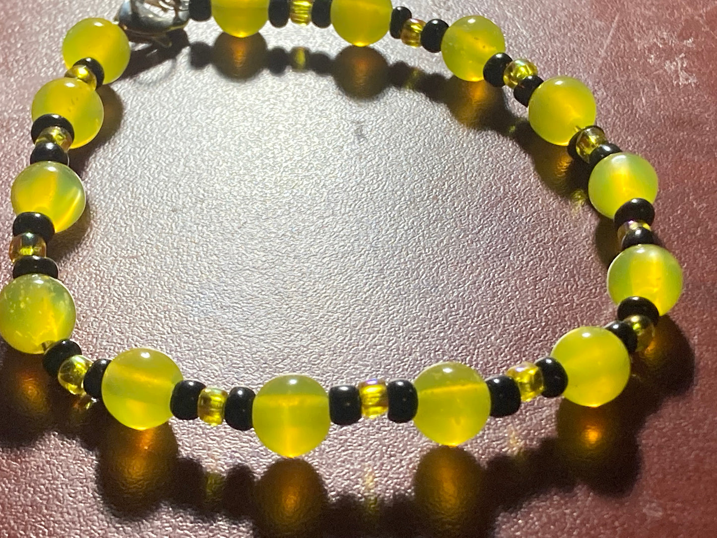 Yellow & Black Beaded Bracelet