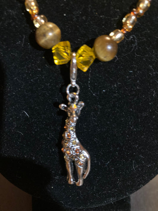 Handmade Giraffe & Topaz crystal Necklace