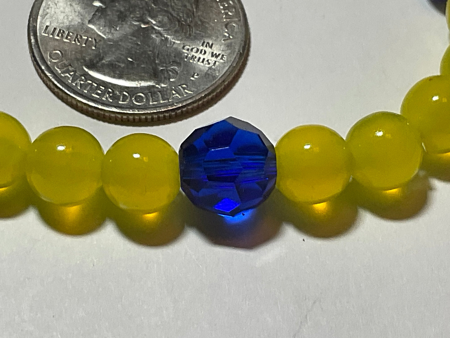 Maize & Blue Glass beaded bracelet.