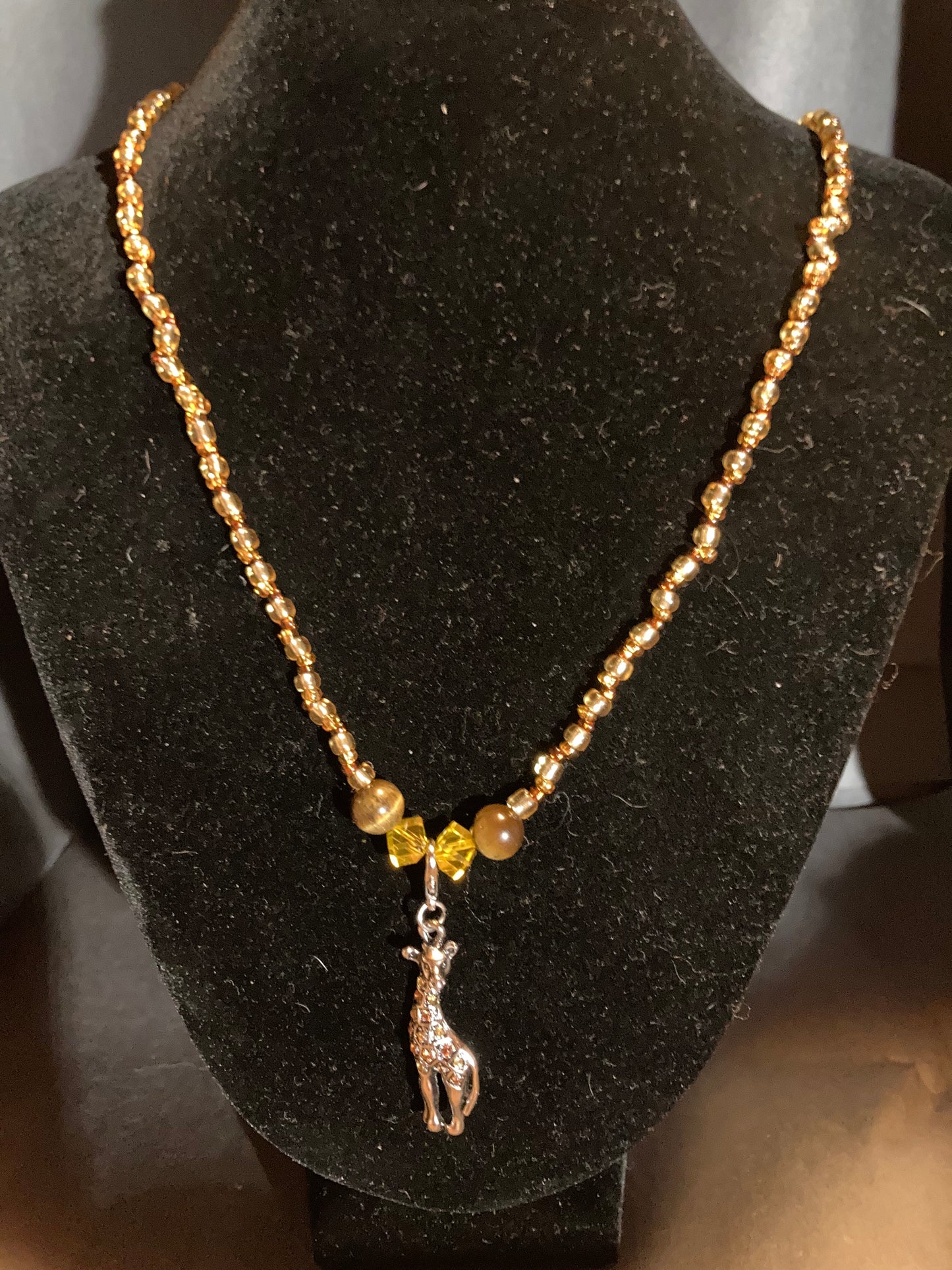 Handmade Giraffe & Topaz crystal Necklace