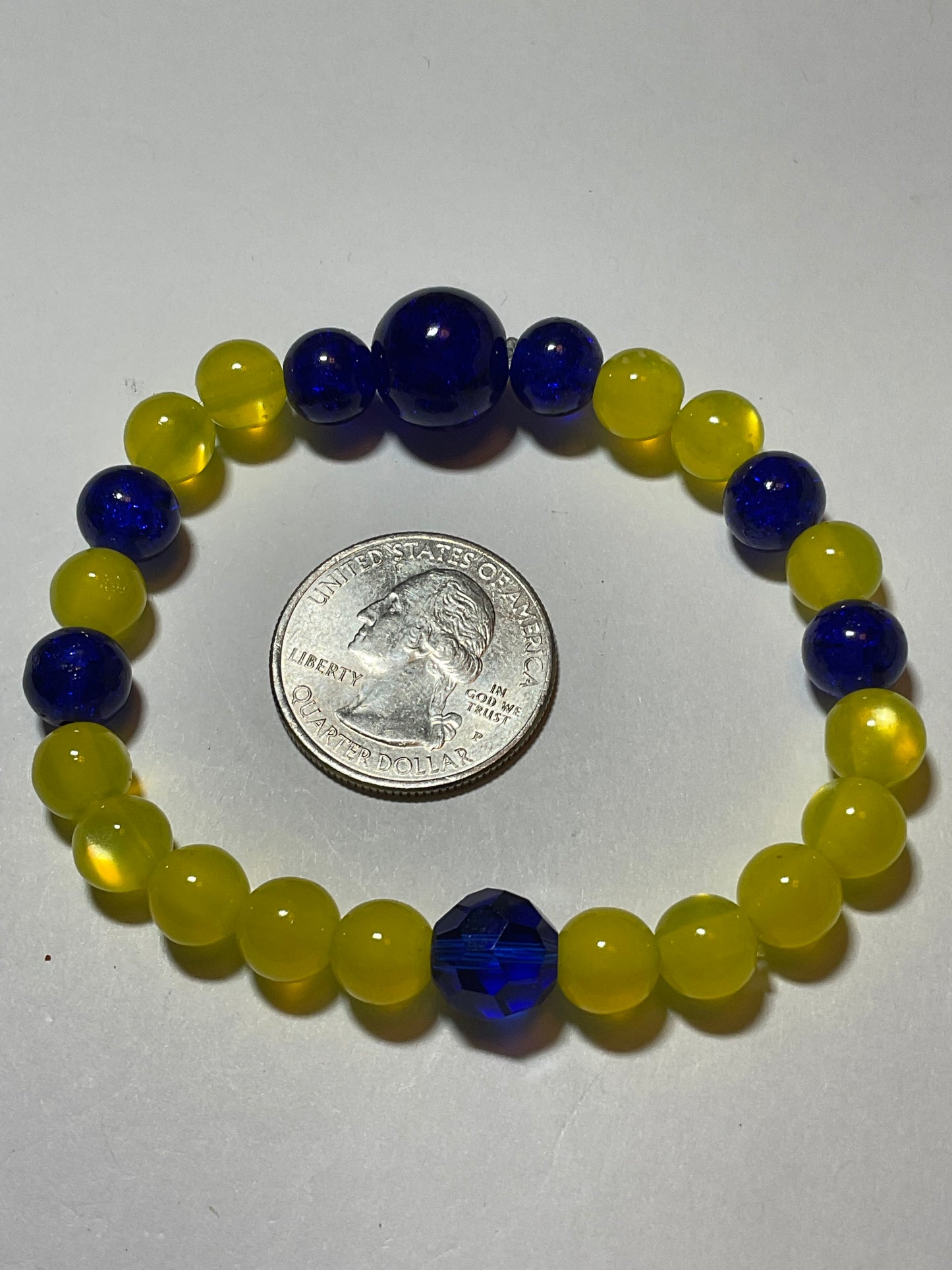 Maize & Blue Glass beaded bracelet.