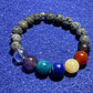 10mm Chakra Stone Bracelet with 8mm natural unwaxed lava stones
