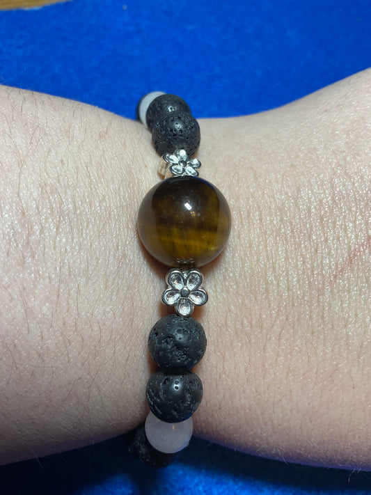 Power & positive Energy bracelet featuring Tigers eye & semiprecious gemstones