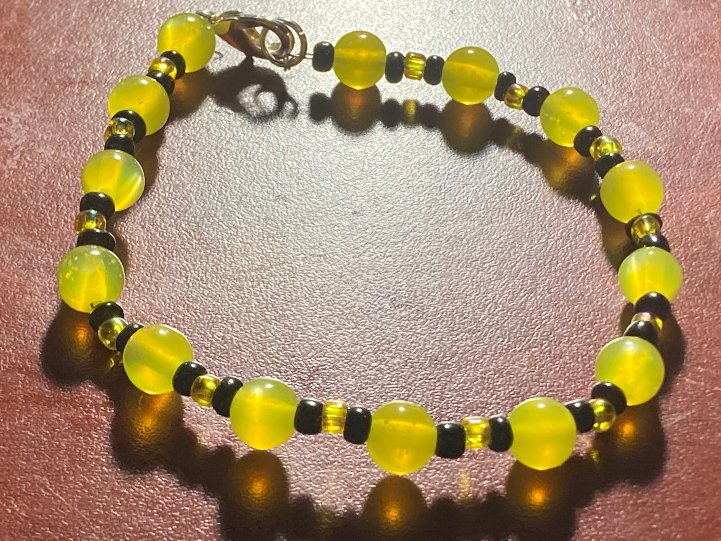 Yellow & Black Beaded Bracelet