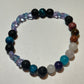 Artisan Semiprecious Stone Energy Stretch Bracelet with an added touch of dainty Swarovski Crystal Butterflies in Aqua & Violet