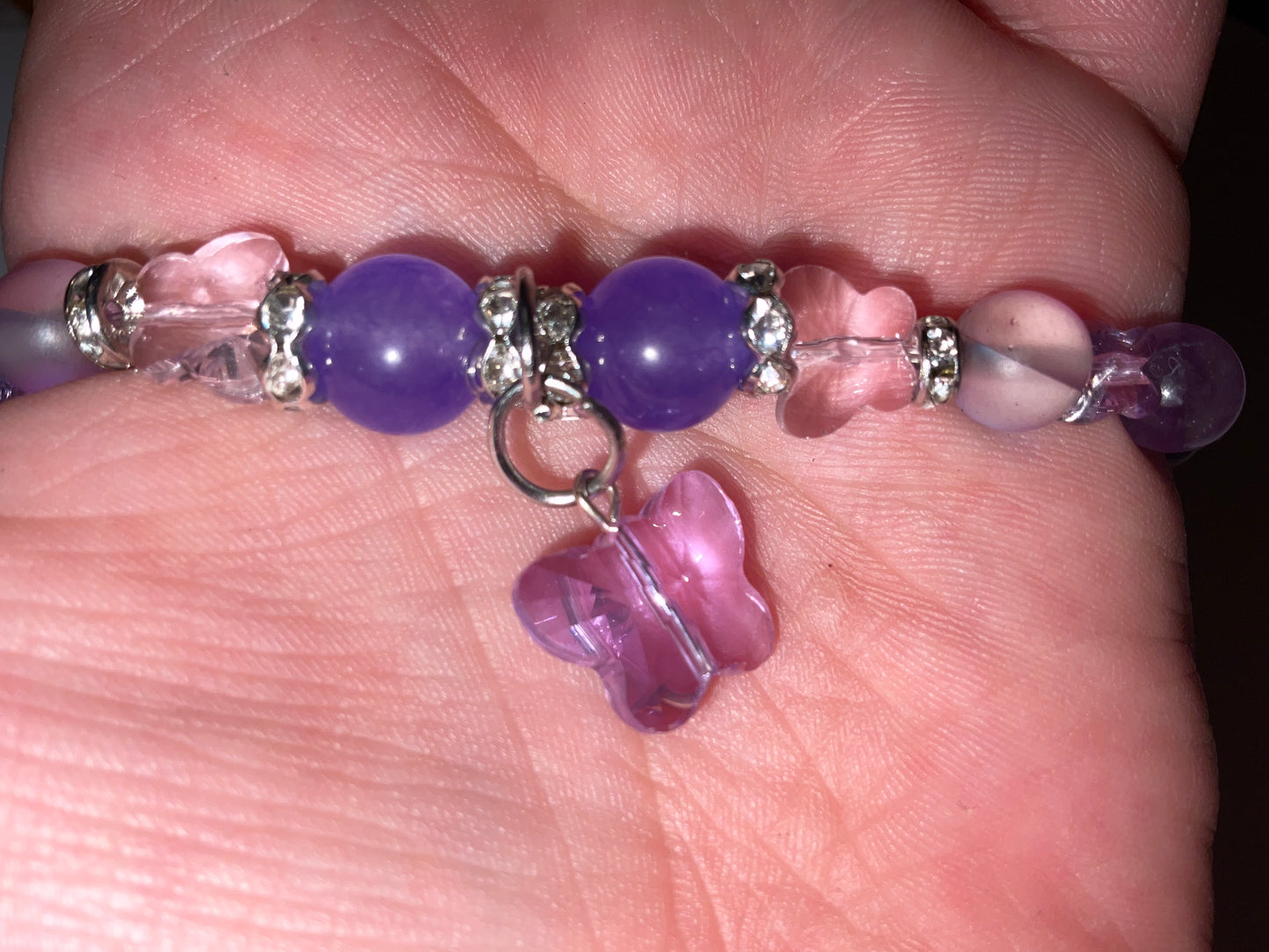 Violet & Pink Crystal Butterfly Bracelet