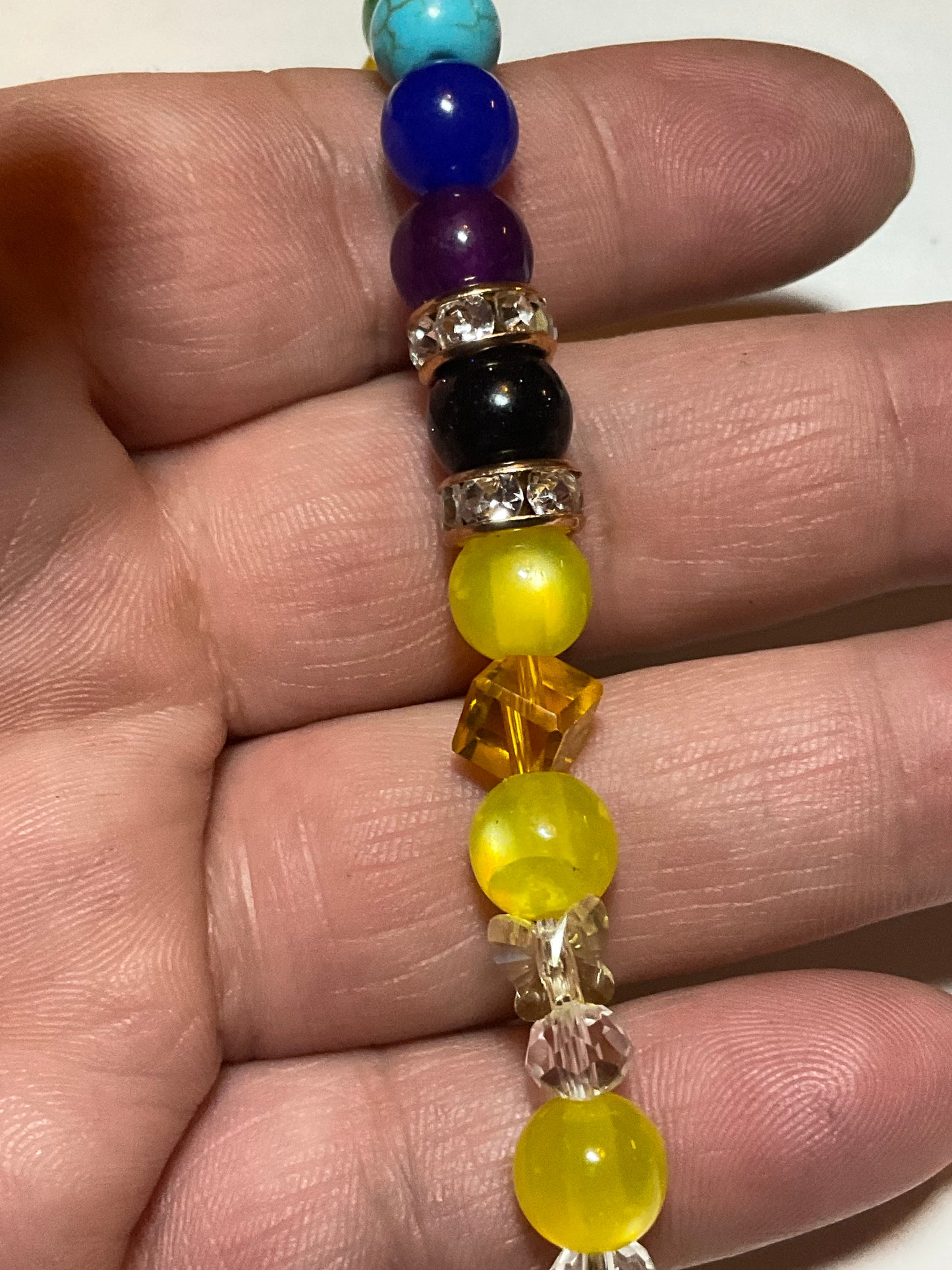 Yellow Crystal butterflies & Chakra stones