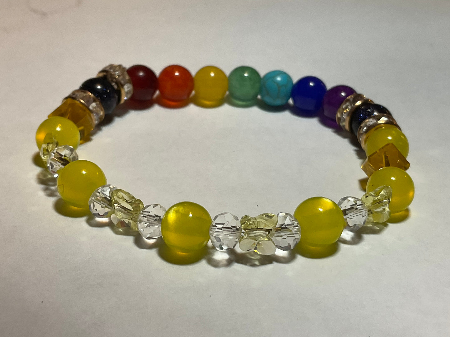 Yellow Crystal butterflies & Chakra stones