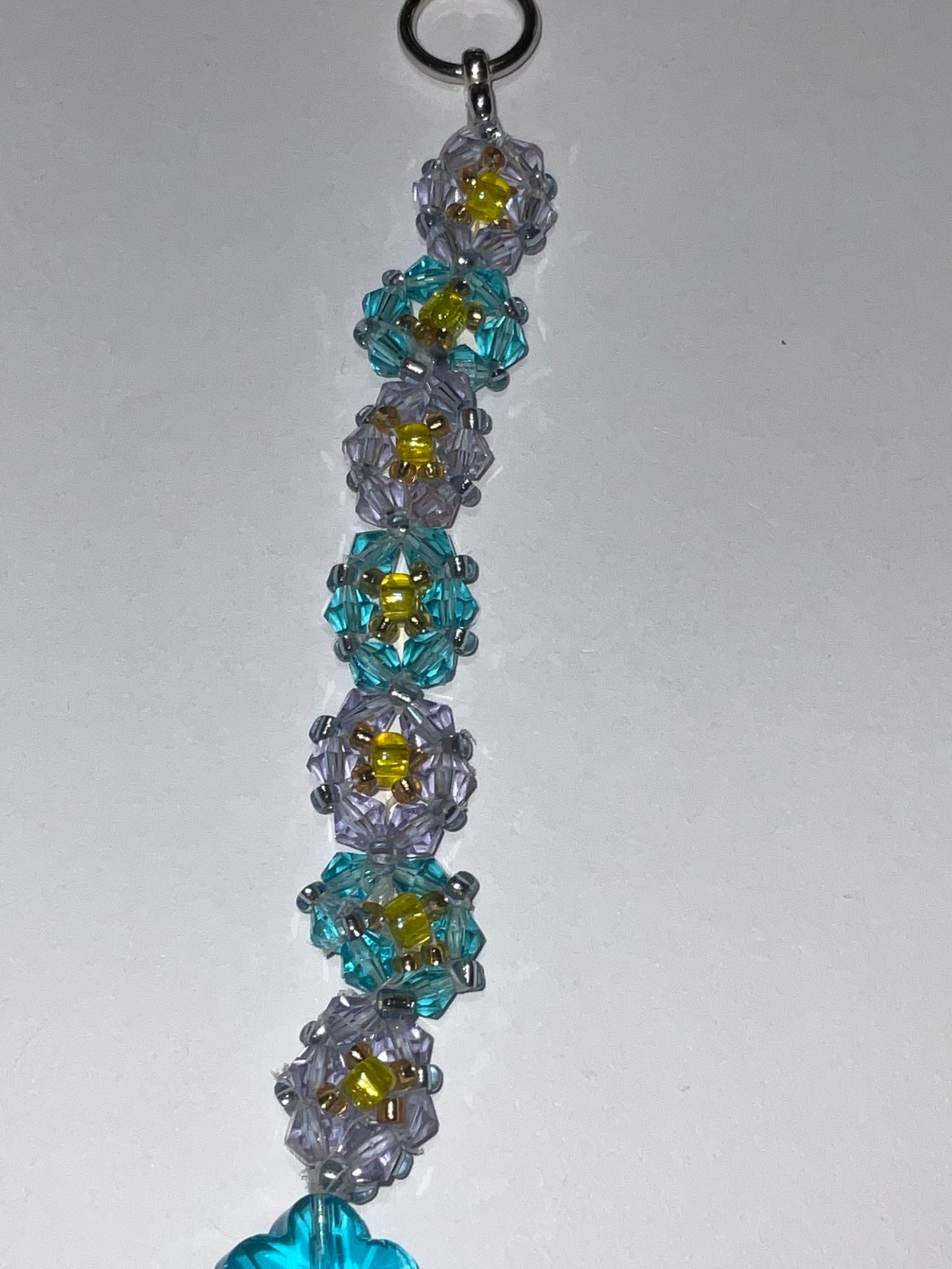 Aquamarine & Rose Crystals bracelet with Aquamarine crystal flower.