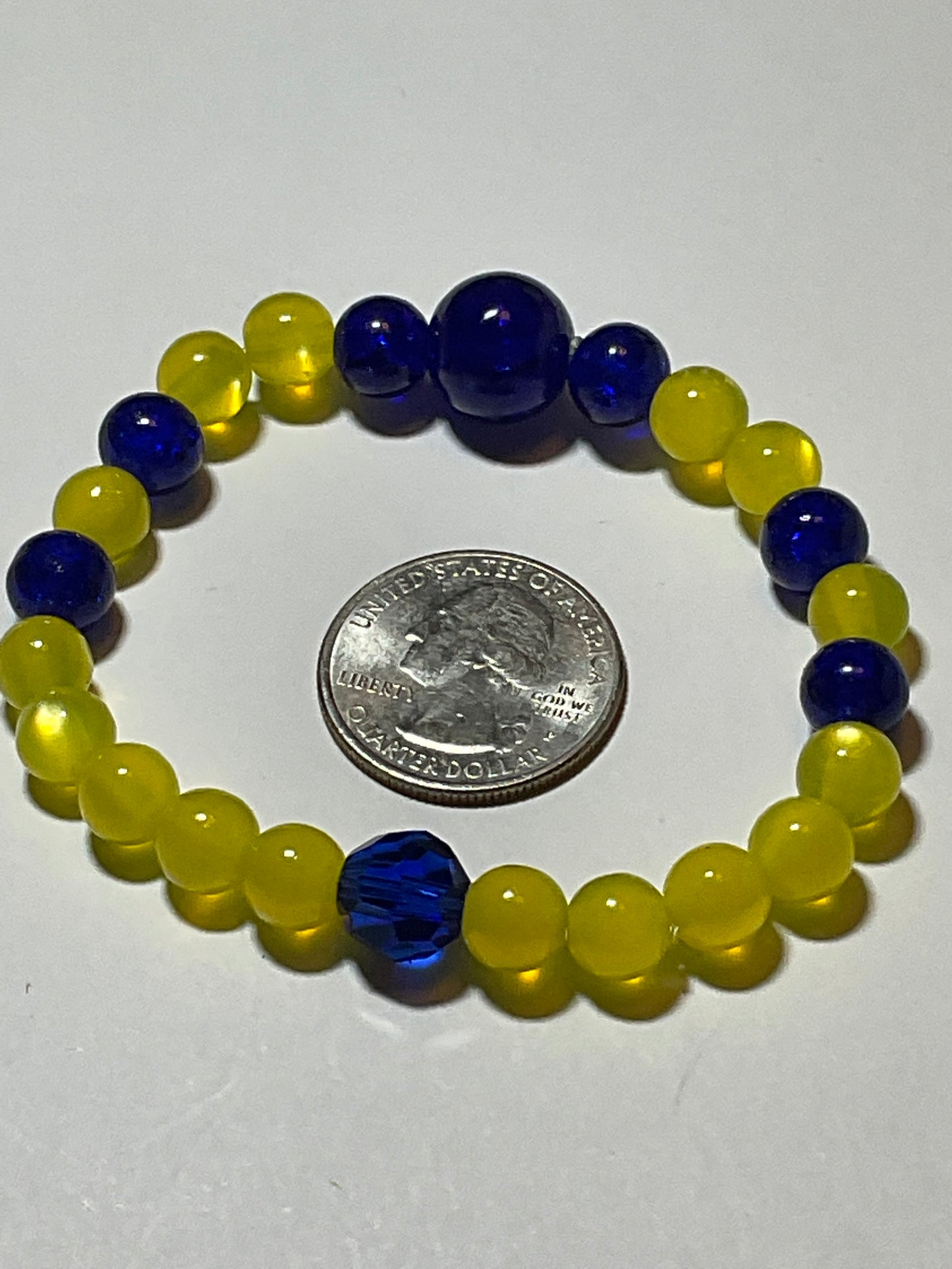 Maize & Blue Glass beaded bracelet.