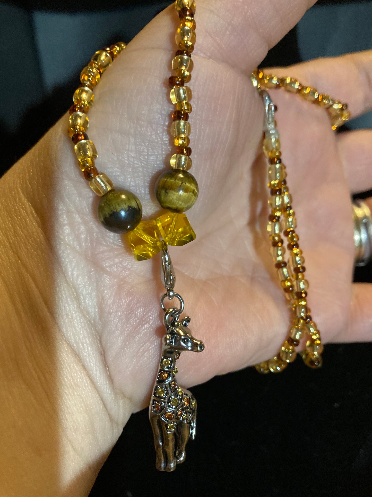 Handmade Giraffe & Topaz crystal Necklace