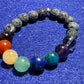 10mm Chakra Stone Bracelet with 8mm natural unwaxed lava stones