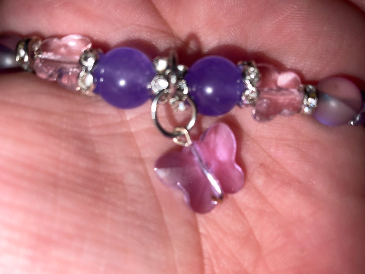 Violet & Pink Crystal Butterfly Bracelet