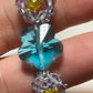 Aquamarine & Rose Crystals bracelet with Aquamarine crystal flower.