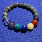 10mm Chakra Stone Bracelet with 8mm natural unwaxed lava stones