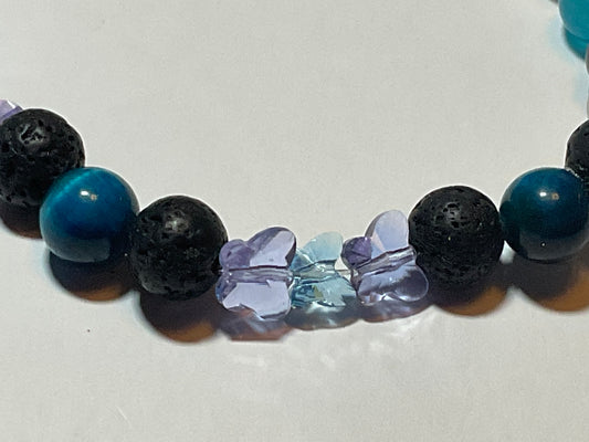 Artisan Bracelet Featuring Swarovski Crystal Butterflies & chakra gemstones bracelet