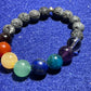 10mm Chakra Stone Bracelet with 8mm natural unwaxed lava stones