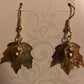 24Kt Gold Plated Acorn and Hand Painted Acrylic Maple Leaf Dangle Earrings.
