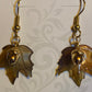 24Kt Gold Plated Acorn and Hand Painted Acrylic Maple Leaf Dangle Earrings.