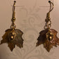 24Kt Gold Plated Acorn and Hand Painted Acrylic Maple Leaf Dangle Earrings.