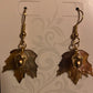 24Kt Gold Plated Acorn and Hand Painted Acrylic Maple Leaf Dangle Earrings.