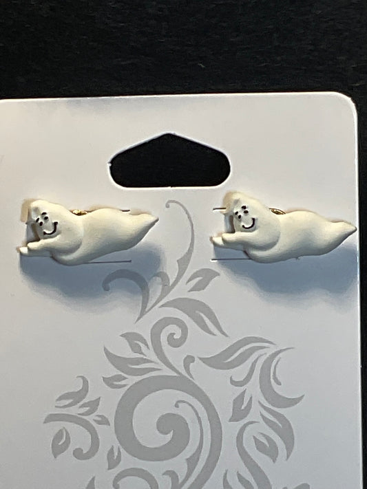 Halloween Ghost Earring’s with Hypoallergenic 18kt gold Post French Hook Earring posts.